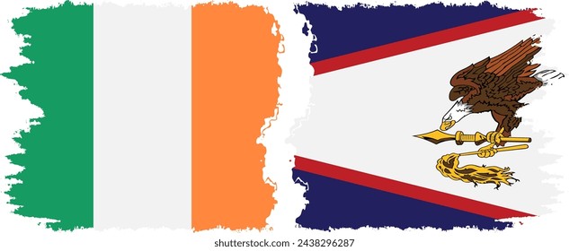 American Samoa and Ireland grunge flags connection, vector