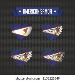 American Samoa with love. Design vector broken heart with flag inside.