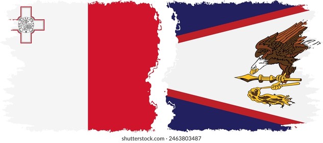 American Samoa and Malta grunge flags connection, vector