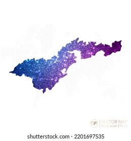 American Samoa map in geometric wireframe blue with purple polygonal style gradient graphic on white background. Vector Illustration Eps10.