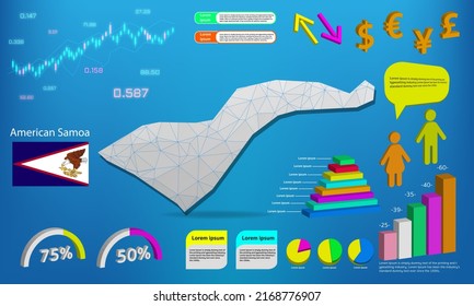 American Samoa map info graphics - charts, symbols, elements and icons collection. American Samoa map with High quality business infographic elements.