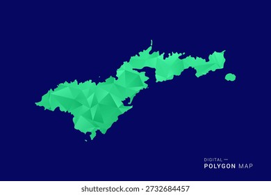 American Samoa Map - low poly polygon vector, geometric triangulated silhouette in green and blue tones, clean modern style, isolated background for infographic use.