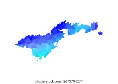 Mapa de Samoa Americana - Ilustração vetorial estilo polígono em gradiente azul, baixo projeto geométrico poly, isolado no fundo branco, perfeito para infográficos, educação e apresentações modernas.