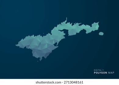 Mapa de Samoa Americana - Ilustración vectorial de estilo polígono con degradado azul azulado, diseño geométrico de bajo poli, inspirado en la Tecnología digital y silueta limpia sobre fondo oscuro.