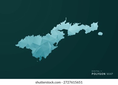 Mapa de Samoa Americana - Ilustración vectorial de estilo polígono en diseño geométrico de bajo poli verde y azul, silueta mínima limpia para infografía.