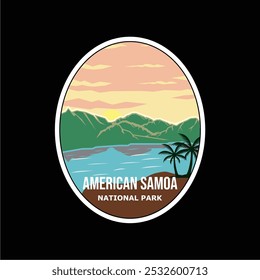 American Samoa National Park logo, emblem sticker logo illustration on dark background