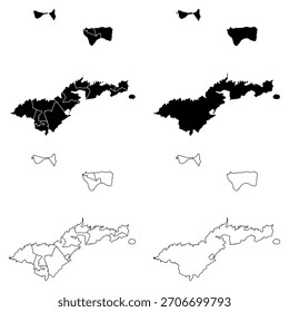 American Samoa Outline and Solid Fill Map Set.