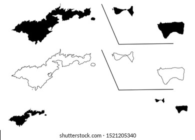 American Samoa (Unincorporated And Unorganized U.S. Territory, United States Of America) Map Vector Illustration, Scribble Sketch Western Samoa (Tutuila, Manu‘a, Rose Atoll And Swains Island) Map