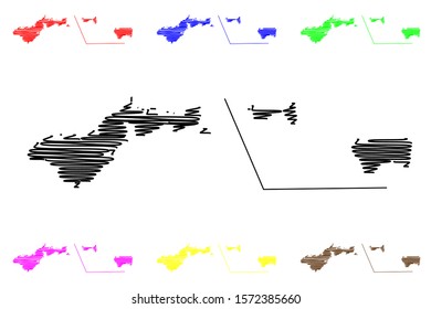 American Samoa (Unincorporated And Unorganized U.S. Territory, United States Of America) Map Vector Illustration, Scribble Sketch Western Samoa (Tutuila, Manu‘a, Rose Atoll And Swains Island) Map