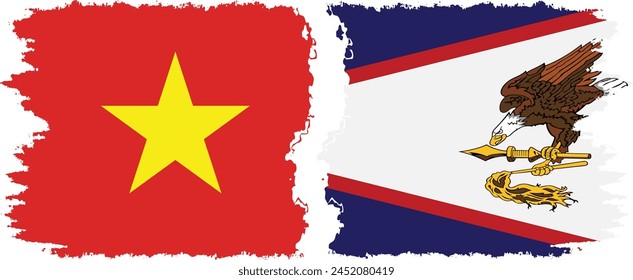 American Samoa and Vietnam grunge flags connection, vector