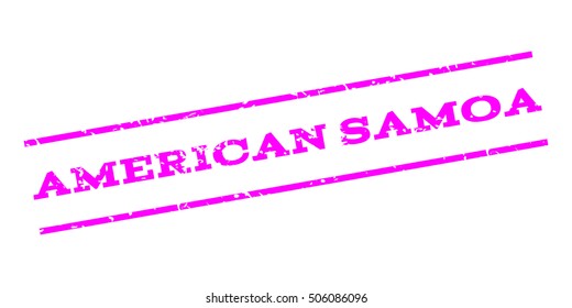American Samoa watermark stamp. Text Tag between parallel lines with grunge design style. Rubber seal stamp with scratched texture. Vector magenta color ink imprint on a white background.