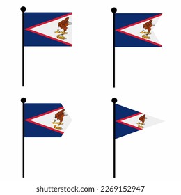 American Samoa waving flag icon set in 4 shape versions. Collection of flagpole sign for identity, emblem, and infographic. 