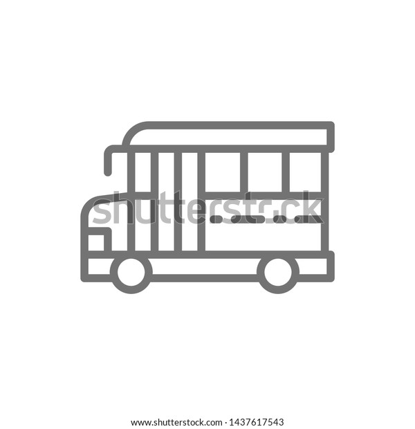 American\
school bus, education transportation line\
icon.