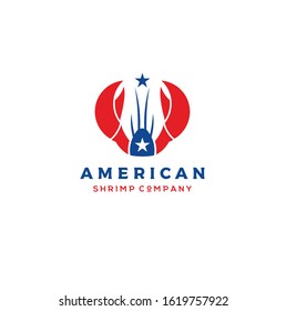 American Seafood logo. Lobster Prawn Shrimp Crawfish Crab logo design