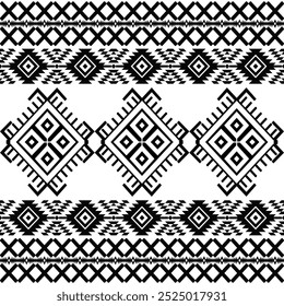American seamless black white tribal ethnic native pattern.Traditional Navajo,Aztec,Apache,Southwest style fabric pattern.Abstract vector motif.For fabric,clothing,blanket,carpet,woven,wrap,decoration