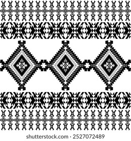 American seamless black white tribal ethnic native pattern.Traditional Navajo,Aztec,Apache,Southwest style fabric pattern.Abstract vector motif.For fabric,clothing,blanket,carpet,woven,wrap,decoration