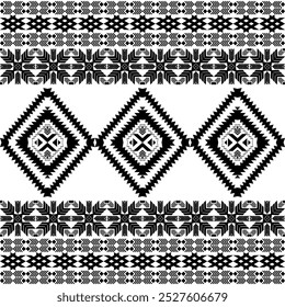 American seamless black white tribal ethnic native pattern.Traditional Navajo,Aztec,Apache,Southwest style fabric pattern.Abstract vector motif.For fabric,clothing,blanket,carpet,woven,wrap,decoration