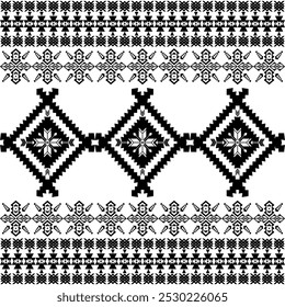 American seamless black white tribal ethnic native pattern.Traditional Navajo,Aztec,Apache,Southwest style fabric pattern.Abstract vector motif.For fabric,clothing,blanket,carpet,woven,wrap,decoration