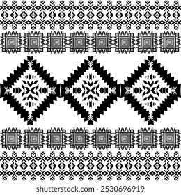 American seamless black white tribal ethnic native pattern.Traditional Navajo,Aztec,Apache,Southwest style fabric pattern.Abstract vector motif.For fabric,clothing,blanket,carpet,woven,wrap,decoration