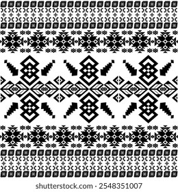 American seamless black white tribal ethnic native pattern.Traditional Navajo,Aztec,Apache,Southwest style fabric pattern.Abstract vector motif.For fabric,clothing,blanket,carpet,woven,wrap,decoration