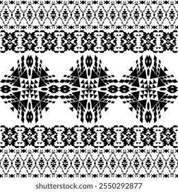 American seamless black white tribal ethnic native pattern.Traditional Navajo,Aztec,Apache,Southwest style fabric pattern.Abstract vector motif.For fabric,clothing,blanket,carpet,woven,wrap,decoration