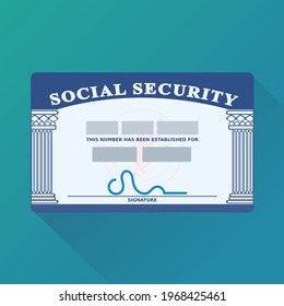 American Security Card With Its Social Security Number (flat Design)