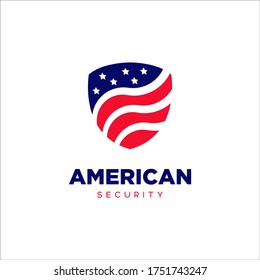 american security logo design template is modern and simple style, the concept of defense of the flag of the United States