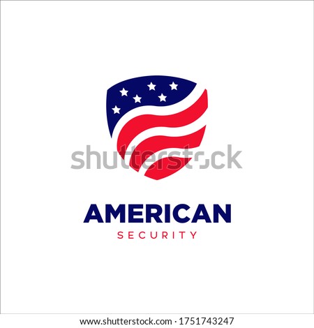 american security logo design template is modern and simple style, the concept of defense of the flag of the United States