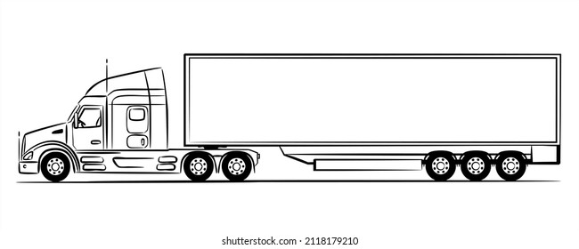 414 Semi truck line art Images, Stock Photos & Vectors | Shutterstock