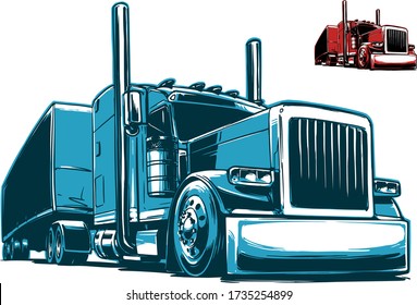 American Semi-Trailer Truck Vector Illustration
