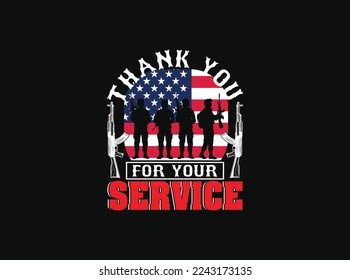 American service with soldiers in black background vector design illustration