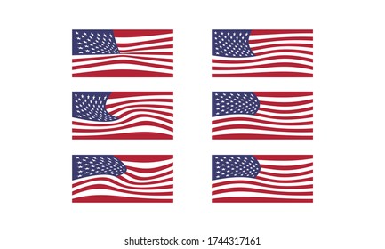 American Set of  flag. Icon. Print. Vector illustration. Isolated on white background