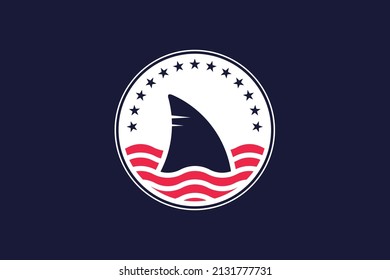 american shark logo symbol on blue background