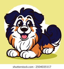 American Shepherd Dog breed cartoon character