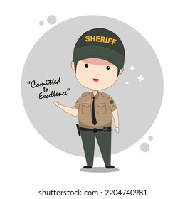 American Sheriff Deputy Cartoon Vector