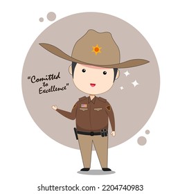 American Sheriff Deputy Cartoon Vector