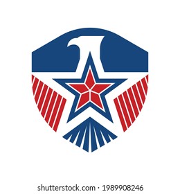 american shield bird logo vector template