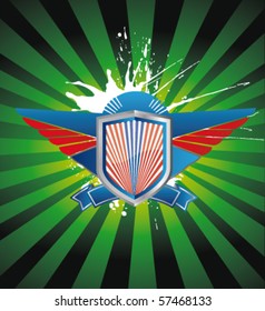 bandera de escudo estadounidense con cintas - ilustración vectorial