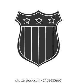 Ilustración de silueta de icono de escudo americano. Símbolo de pictograma gráfico de Vector de Estados Unidos Símbolo de Clip. Dibujo de Doodle Signo negro.