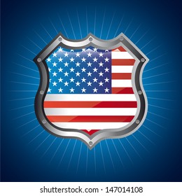 american shield over blue background vector illustration 