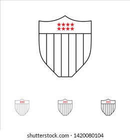 American, Shield, Security, Usa Bold and thin black line icon set