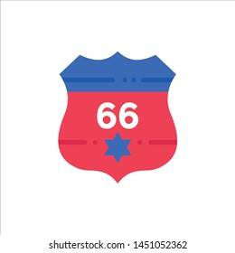 American, Shield, Usa, Security  Flat Color Icon. Vector icon banner Template