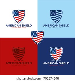 American Shield - Vector Illustration. A logo featuring an american flag which is also a shield.