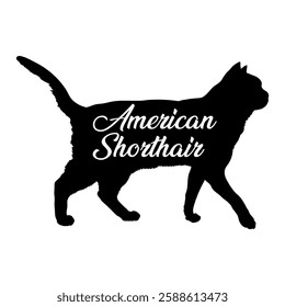 American Shorthair. cat silhouette, cat, cat breeds, logo, vector, silhouette,  animal, illustration, icon, sign, design, black, symbol, pet, love
