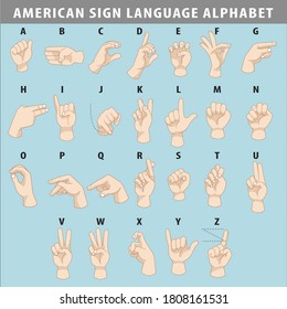 American sign language alphabet set