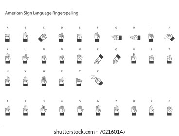 American Sign Language Fingerspelling Vector.