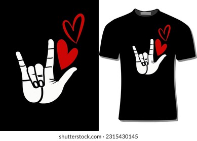 American Sign Language Love Sign Design  With Heart