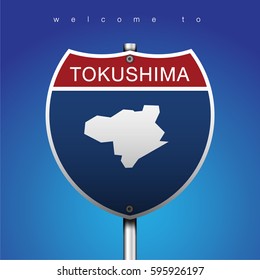 American Sign Road Style

Sign Road Japan with blue background and message, TOKUSHIMA and map, vector art image illustration