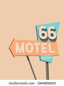 American Signboards Style Retro Vintage  Motel Advertising Billboards 