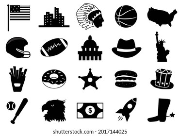 American silhouette icons illustration. USA symbol vector 